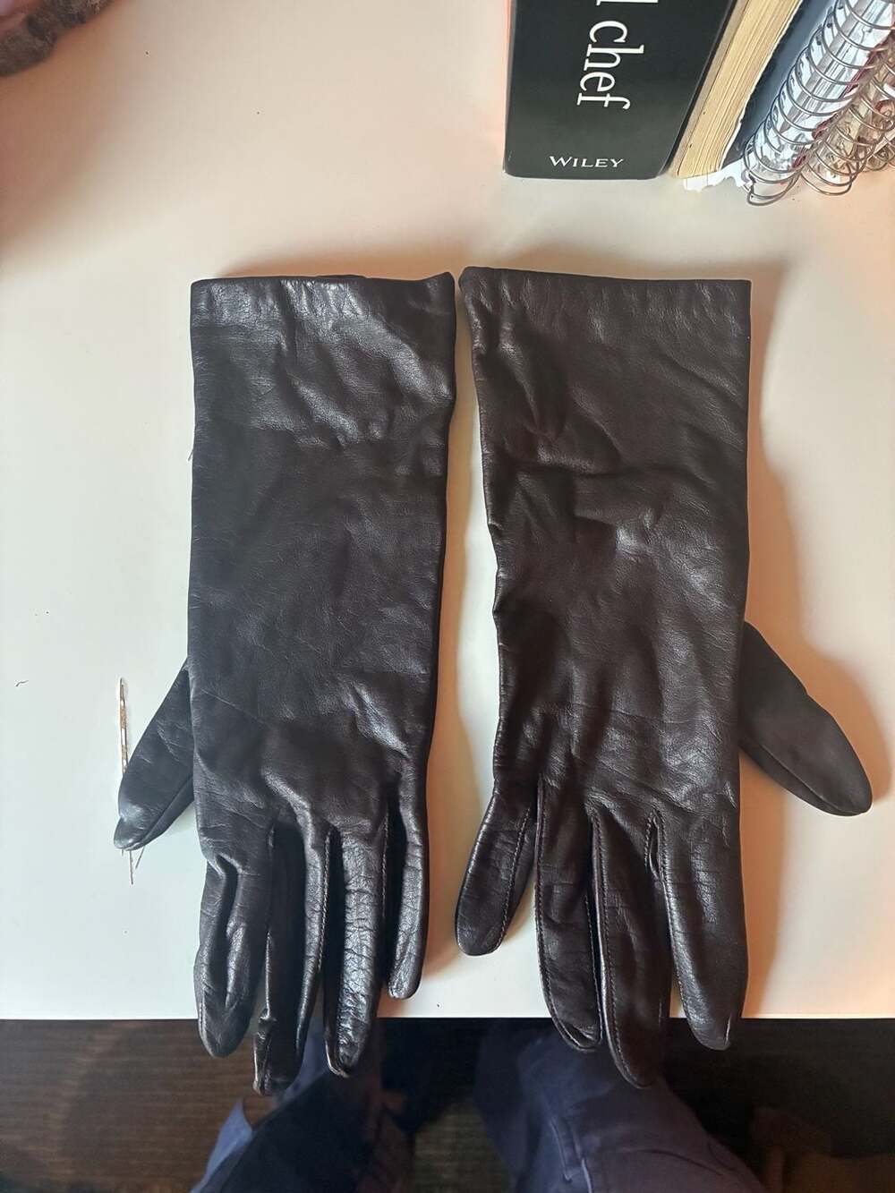 VTG Fownes Long Leather Womens driving gloves Made In Italy lined black size 7
